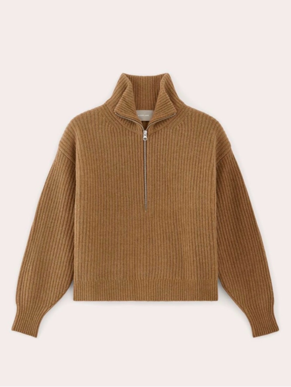 Everlane Women’s Zip-Up Ribbed Sweater - Camel Brown